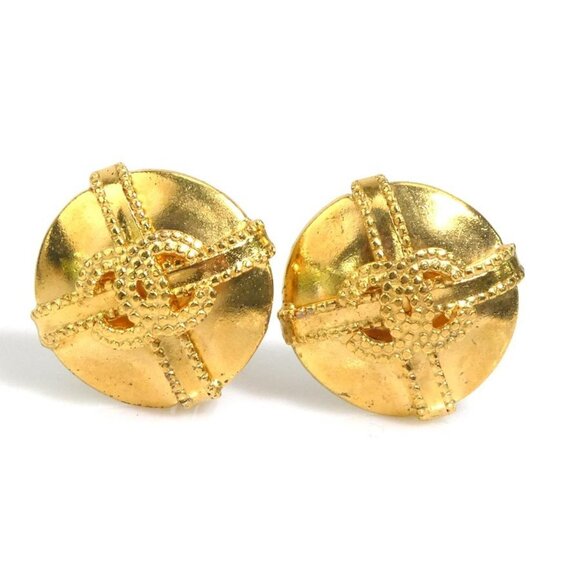 CHANEL Gold Logo Earrings - Picture 1 of 5